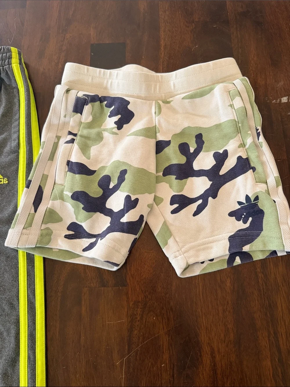 adidas Gray Sweatpants with Neon Yellow Stripes